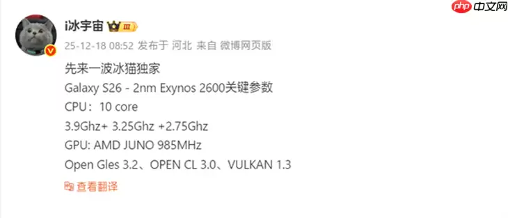 首款2nm手机芯片！三星Exynos 2600确认10核心，明年1月首发