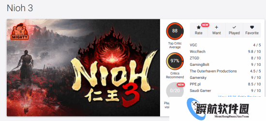 《仁王3》OC站均分88！媒体推荐度高达97%