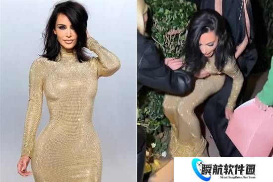 金·卡戴珊在奥斯卡红毯摔倒 穿紧身裙恨天高